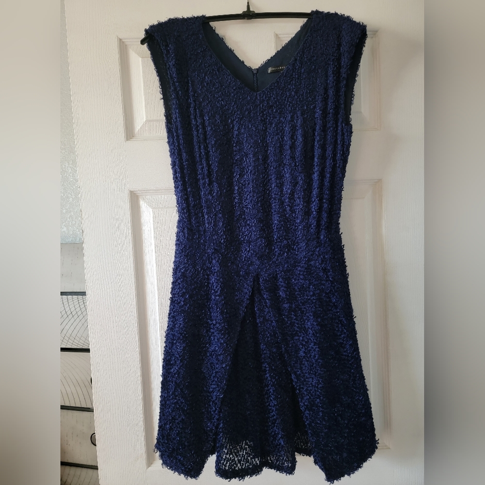 Theory Theyskens' Runaway Midnight Blue Furri Dollan Dress Size 2